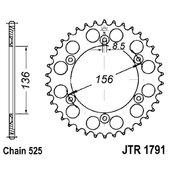 Reťazová rozeta JT JTR 1791-43 43T, 525